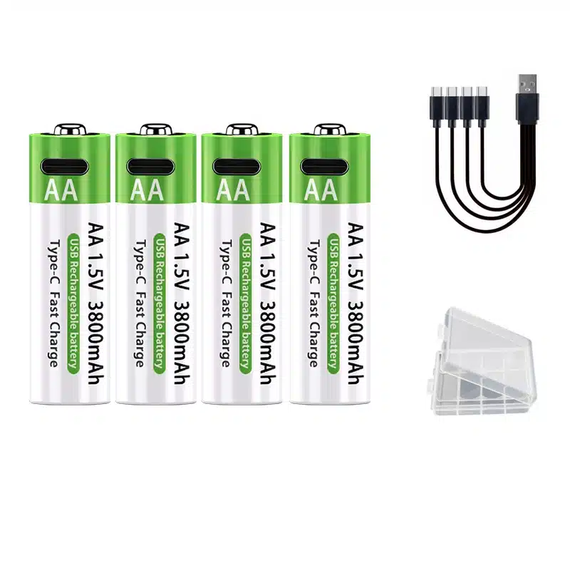LIKEKALA Li-ion AA Rechargeable Batteries USB Lithium-ion 3800mAh 1.5V AA Rechargeable Batteries+ Data Cable and Storage Box - 画像 (9)