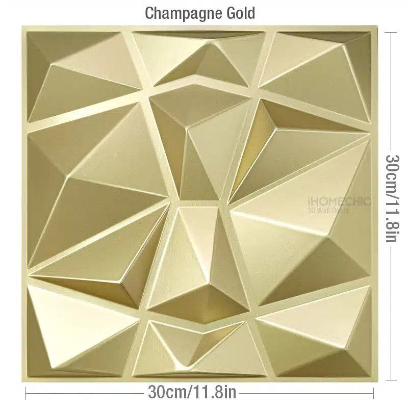 30x30cm Champagne gold color Game 3D Wall Panel Shining Gold 3D Wall Sticker Wedding party background wall art Wood grain paper - 画像 (20)