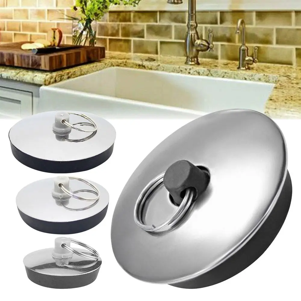 1Pcs Stainless Steel Bath Plug Easy to Use Rubber Drain Stopper Water Kitchen Bathroom Accessory Bath Tub Caps Bath Plug - 画像 (4)