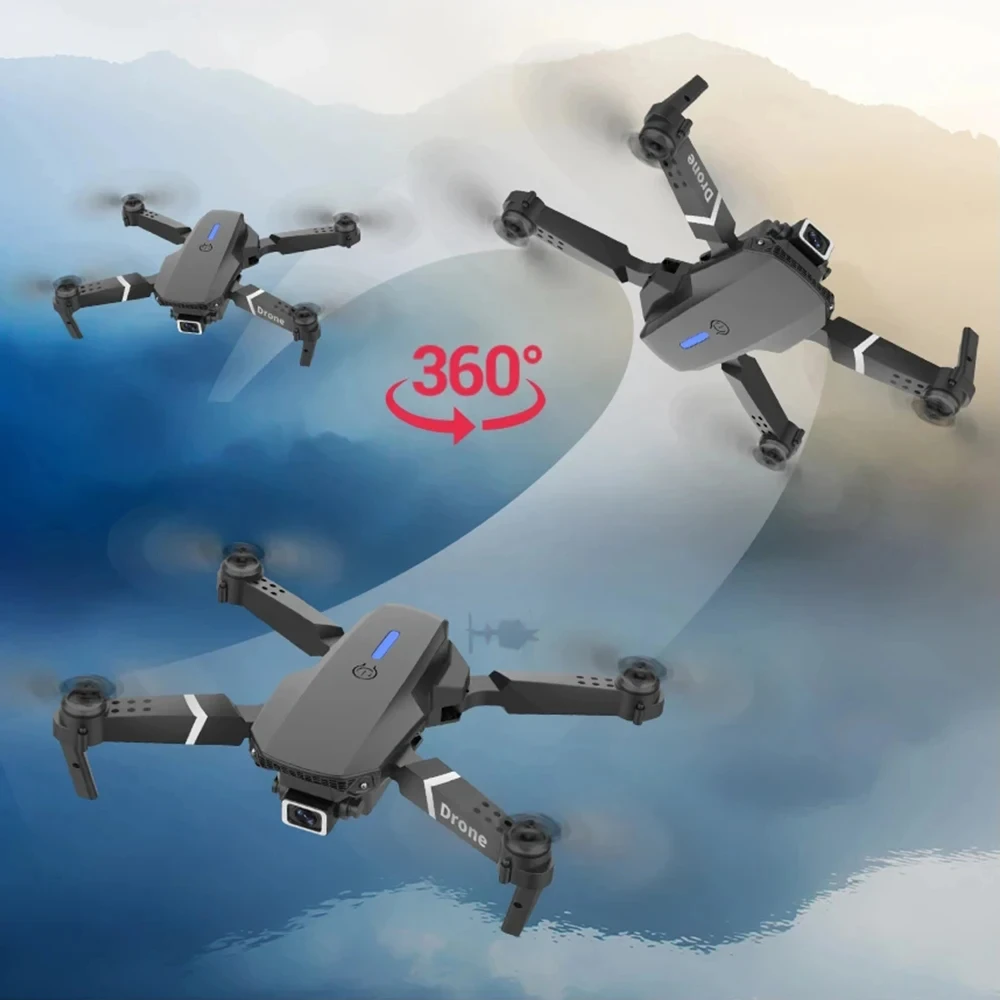 Professional Drone E88 4K Wide-Angle HD 1080P Camera WiFi FPV Height Hold Foldable RC Drone Quadrotor Helicopter Children's Toys - 画像 (2)