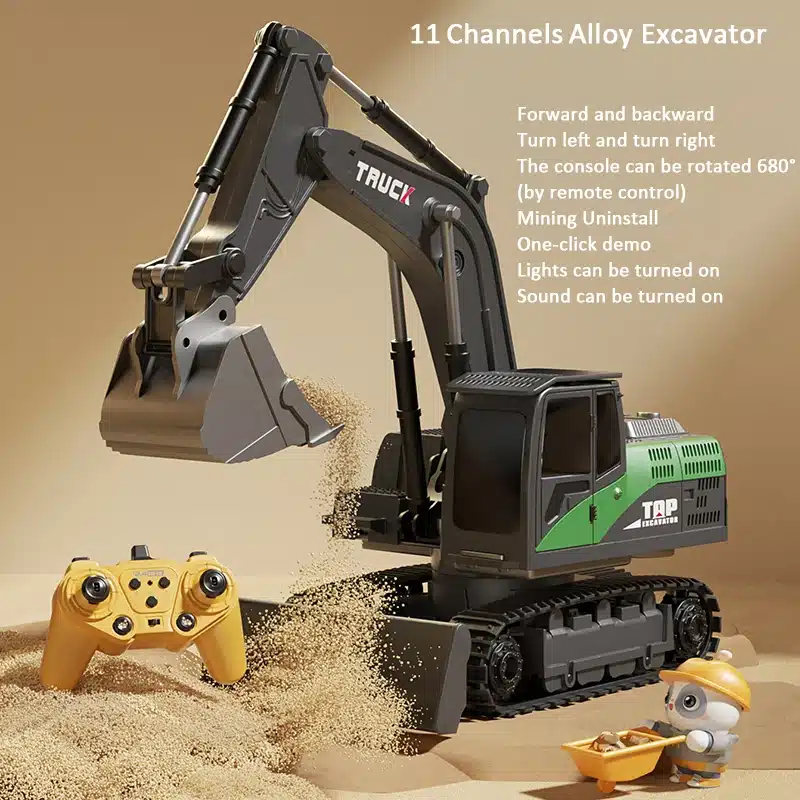 Alloy Remote Control Excavator Toy Car with Lights Sound Effect Electric Excavator Automobile Engineering Vehicle Children Gifts - 画像 (16)