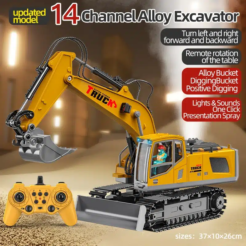 Alloy Remote Control Excavator Toy Car with Lights Sound Effect Electric Excavator Automobile Engineering Vehicle Children Gifts - 画像 (15)