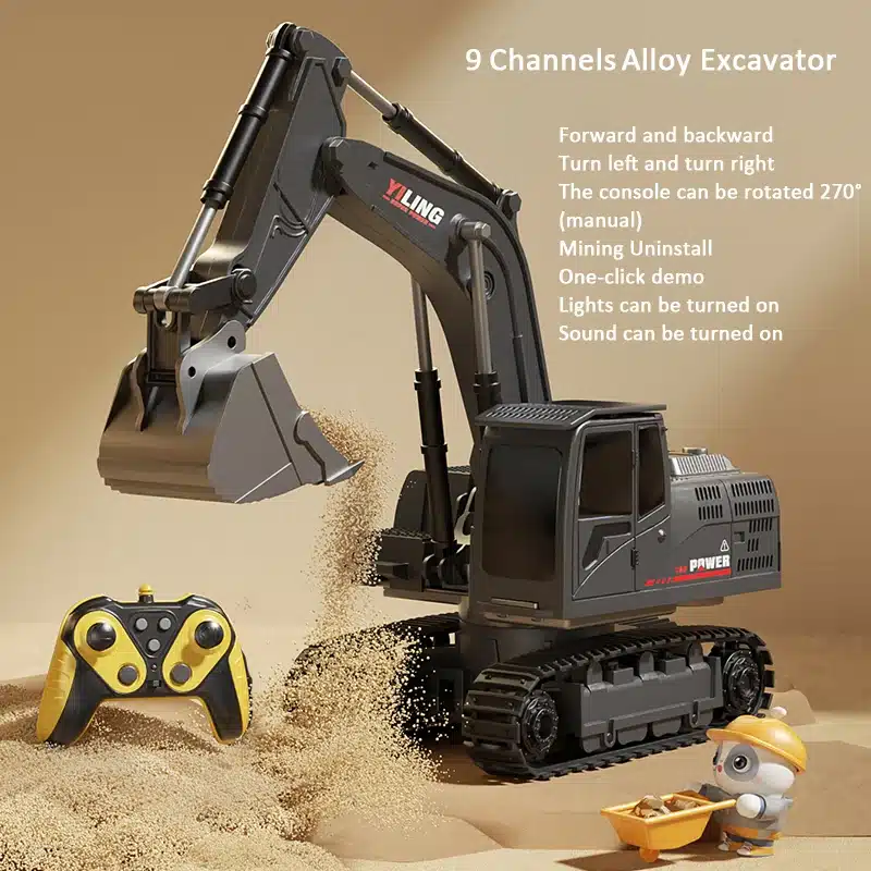 Alloy Remote Control Excavator Toy Car with Lights Sound Effect Electric Excavator Automobile Engineering Vehicle Children Gifts - 画像 (9)