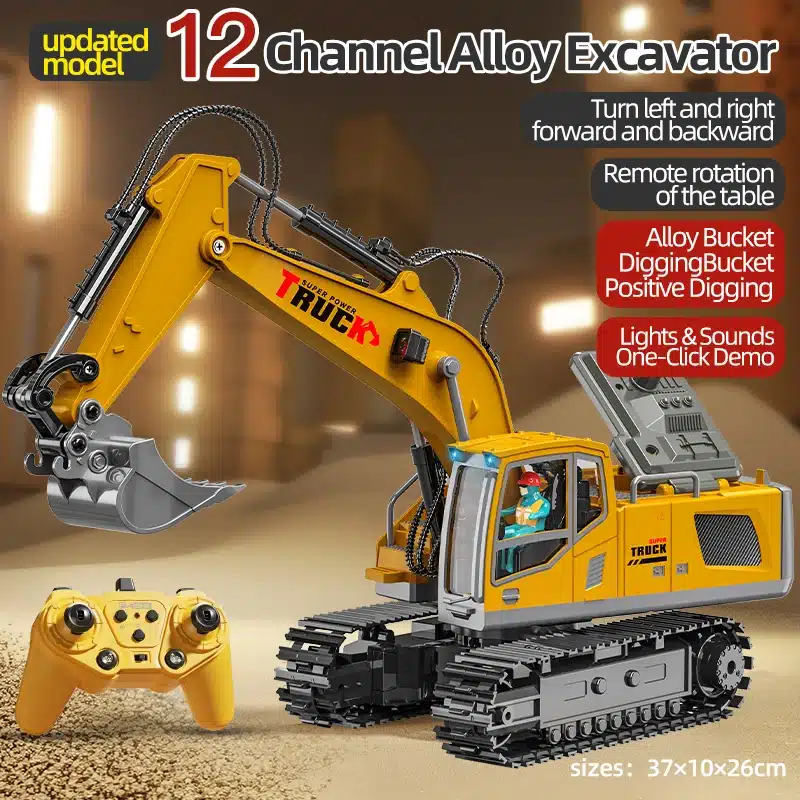 Alloy Remote Control Excavator Toy Car with Lights Sound Effect Electric Excavator Automobile Engineering Vehicle Children Gifts - 画像 (14)