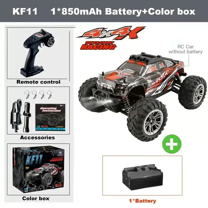 KF15 KF11 4WD RC Car 1:16 Off Road Professional 2.4G High Speed Racing With LED Light Remote Control Car Drift Monster Truck Toy - 画像 (7)