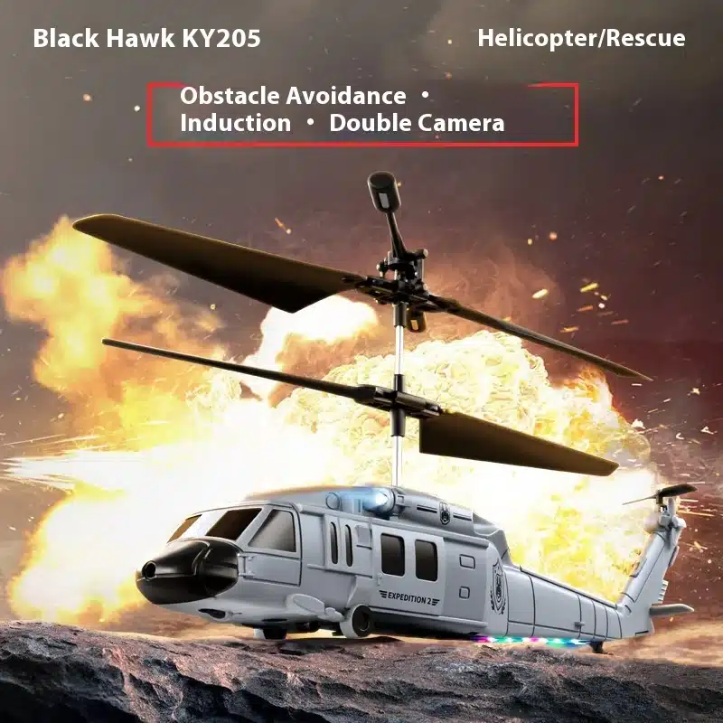 Ky205 Black Hawk Rescue Helicopter Obstacle Avoidance Hd Aerial Photography Remote Control Aircraft Crossover Drone Toy Boy Gift - 画像 (2)