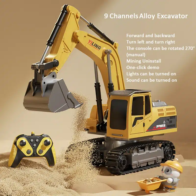 Alloy Remote Control Excavator Toy Car with Lights Sound Effect Electric Excavator Automobile Engineering Vehicle Children Gifts - 画像 (13)