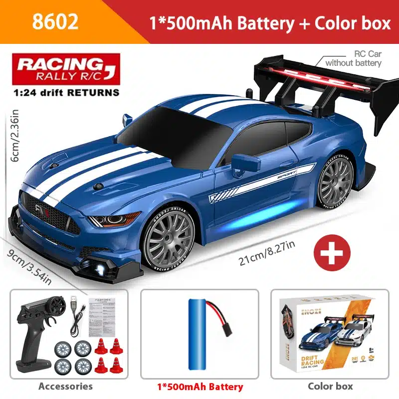 1:24 High Speed RC Drift Vehicle Cars Mustang 4WD Remote Control Racing Car Gift Competition Race Car Boys Toy Replaceable Tire - 画像 (8)