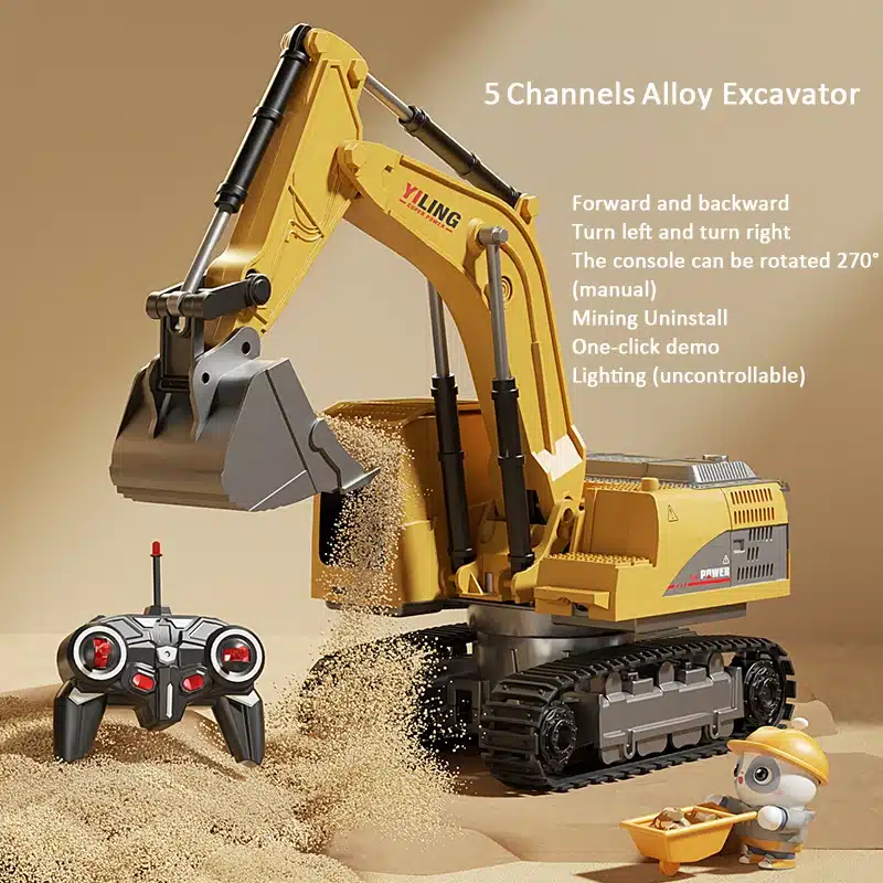 Alloy Remote Control Excavator Toy Car with Lights Sound Effect Electric Excavator Automobile Engineering Vehicle Children Gifts - 画像 (7)