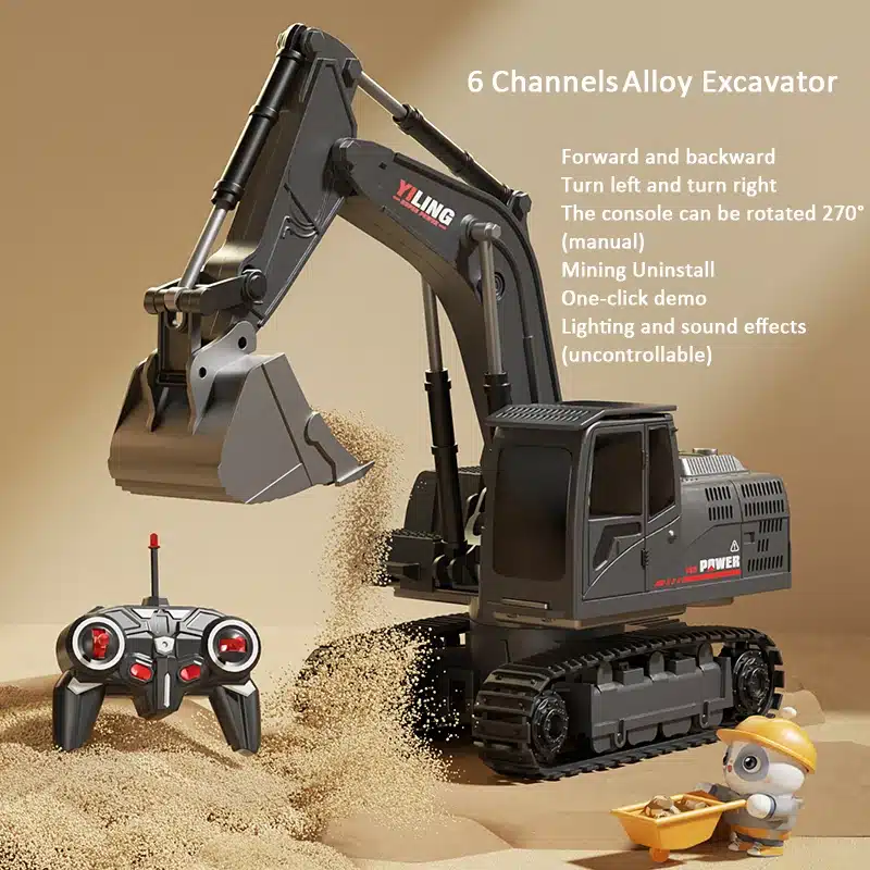 Alloy Remote Control Excavator Toy Car with Lights Sound Effect Electric Excavator Automobile Engineering Vehicle Children Gifts - 画像 (8)
