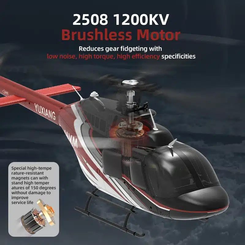 YUXIANGH F08 (Bell206) 6CH intelligent flybarless simulation helicopter 2.4G 2511 1200KV brushless motor stunt adult toys - 画像 (4)