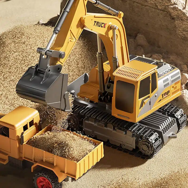 Alloy Remote Control Excavator Toy Car with Lights Sound Effect Electric Excavator Automobile Engineering Vehicle Children Gifts - 画像 (2)