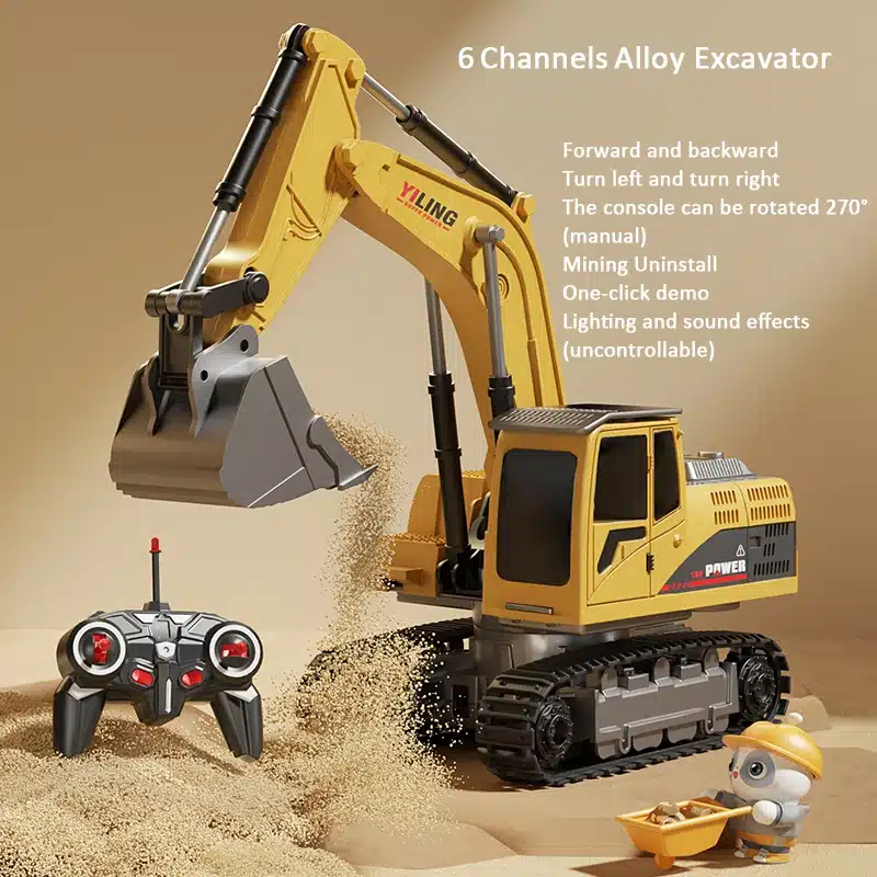 Alloy Remote Control Excavator Toy Car with Lights Sound Effect Electric Excavator Automobile Engineering Vehicle Children Gifts - 画像 (12)